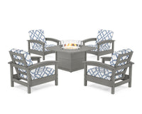 Thumbnail for Trex Rockport 5-Piece Deep Seating Set with Yacht Club Fire Pit Table