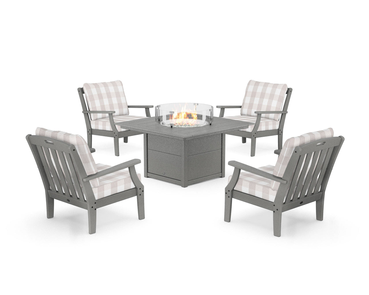 Trex Yacht Club 5-Piece Deep Seating Set with Square Fire Pit Table