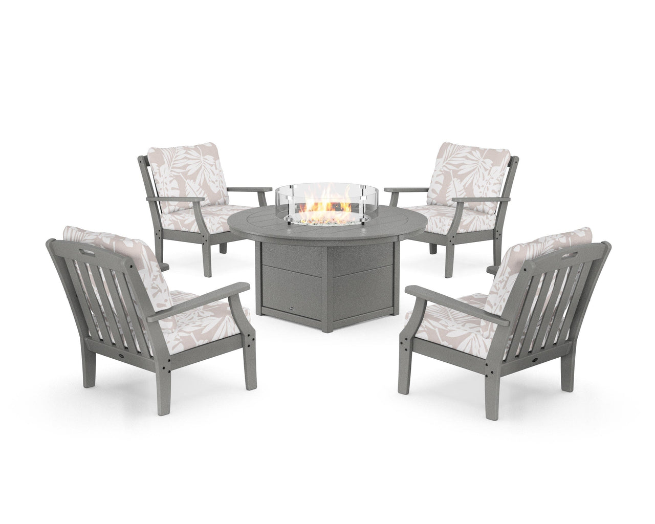 Trex Yacht Club 5-Piece Deep Seating Set with Round Fire Pit Table