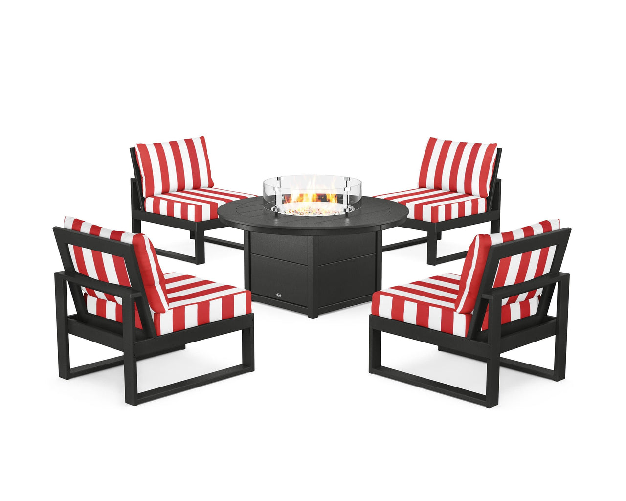 Trex Eastport Modular 5-Piece Deep Seating Set with Round Fire Pit Table