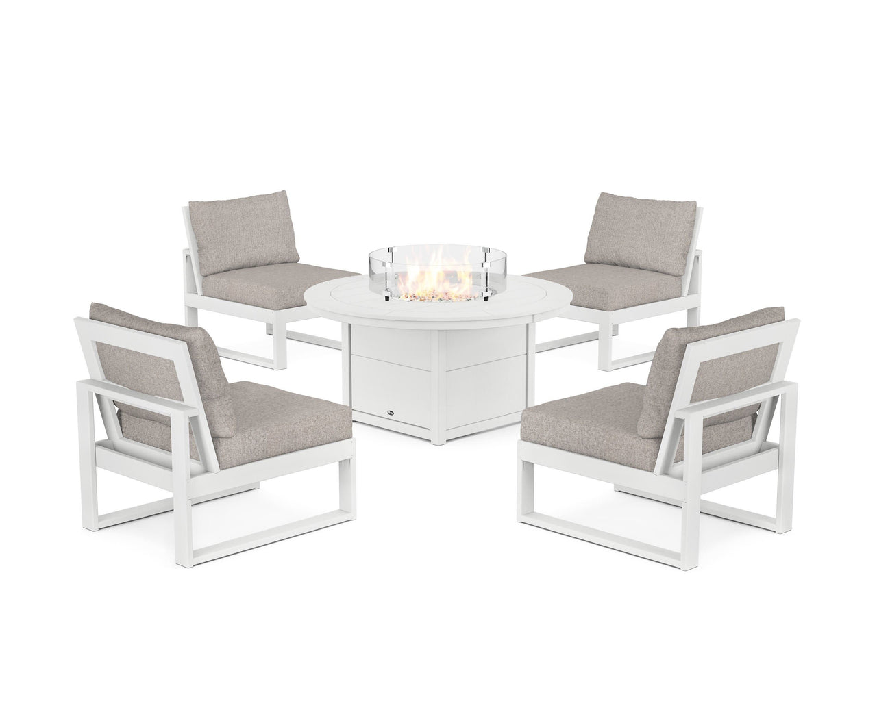 Trex Eastport Modular 5-Piece Deep Seating Set with Round Fire Pit Table