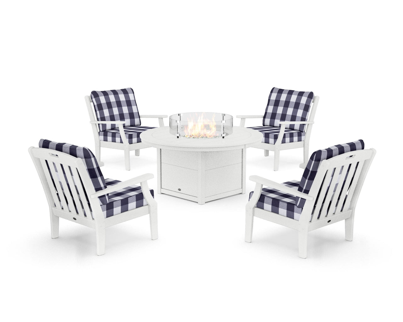 Trex Yacht Club 5-Piece Deep Seating Set with Round Fire Pit Table