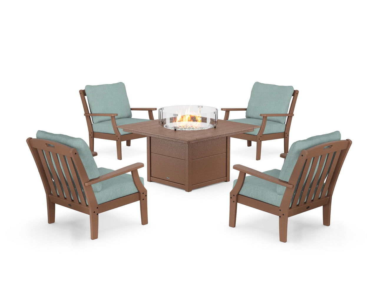 Trex Yacht Club 5-Piece Deep Seating Set with Square Fire Pit Table