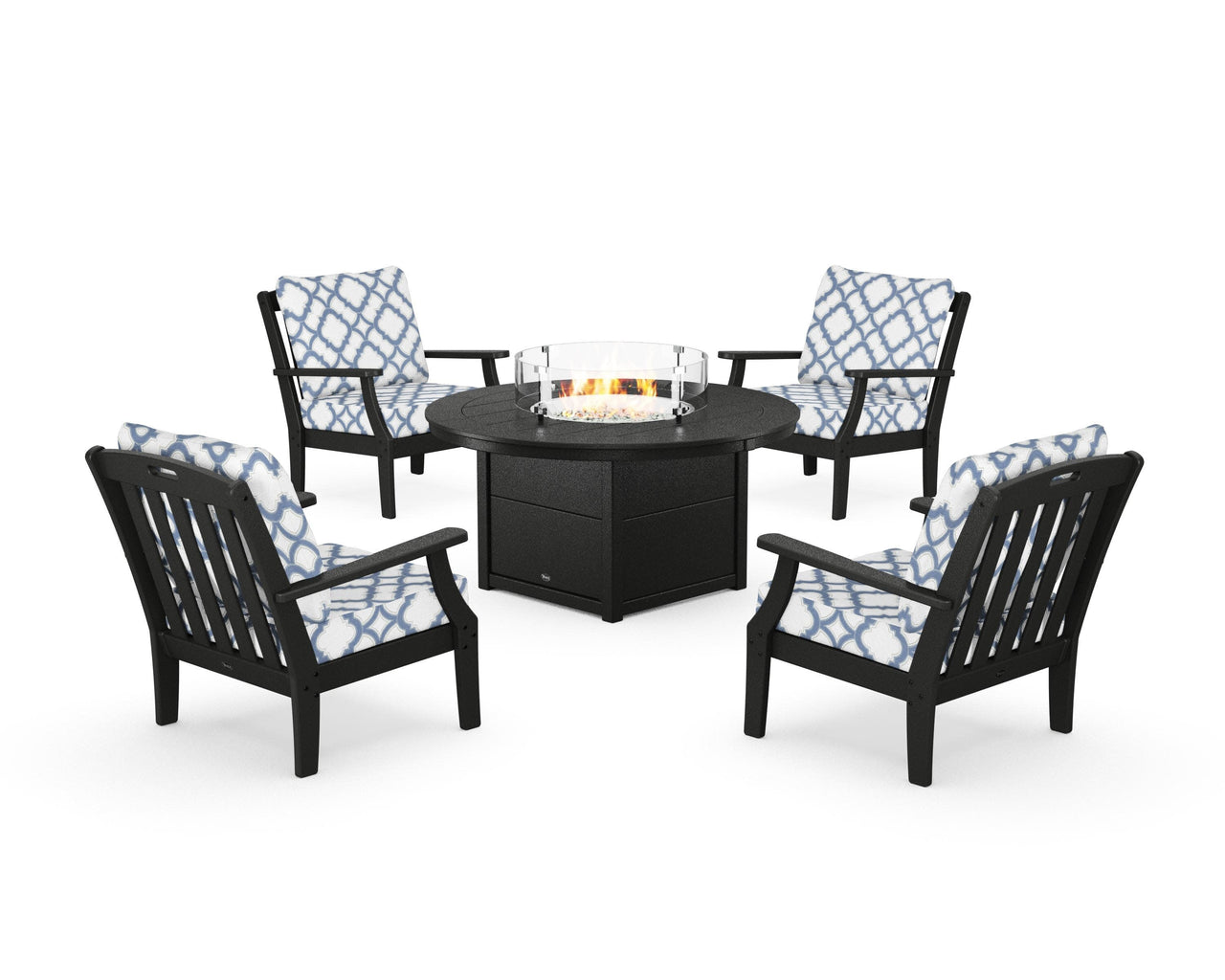 Trex Yacht Club 5-Piece Deep Seating Set with Round Fire Pit Table