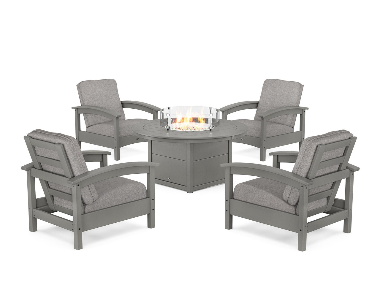 Trex Rockport 5-Piece Deep Seating Set with Round Fire Pit Table