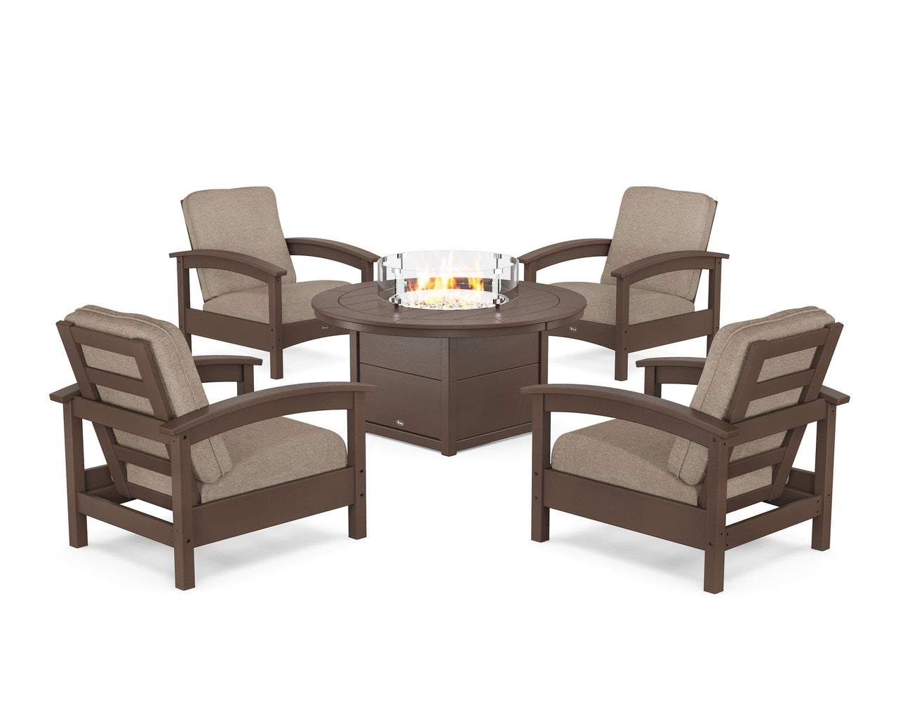 Trex Rockport 5-Piece Deep Seating Set with Round Fire Pit Table