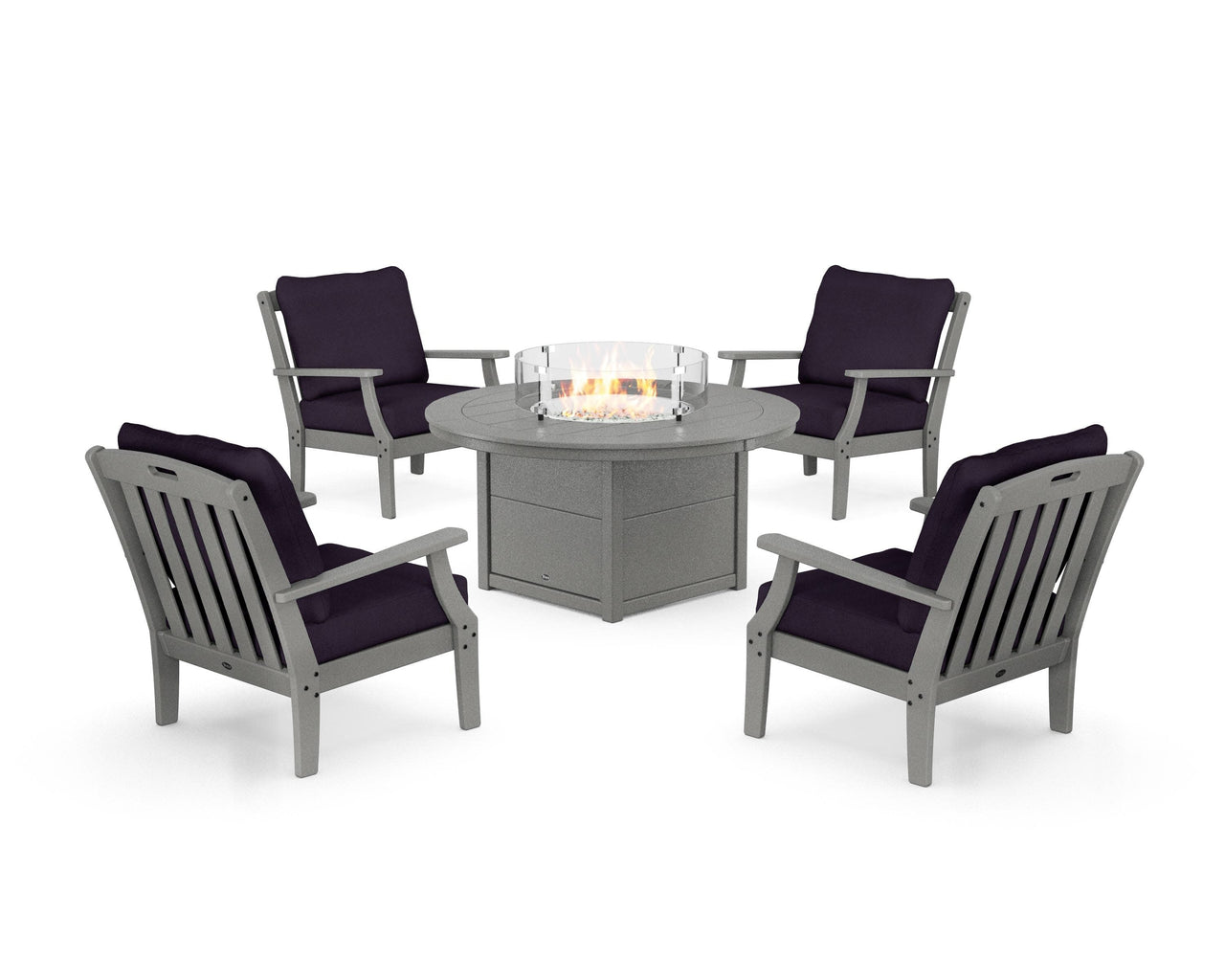 Trex Yacht Club 5-Piece Deep Seating Set with Round Fire Pit Table