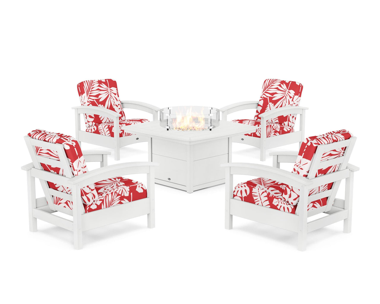 Trex Rockport 5-Piece Deep Seating Set with Yacht Club Fire Pit Table