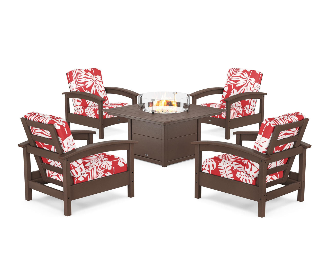 Trex Rockport 5-Piece Deep Seating Set with Square Fire Pit Table