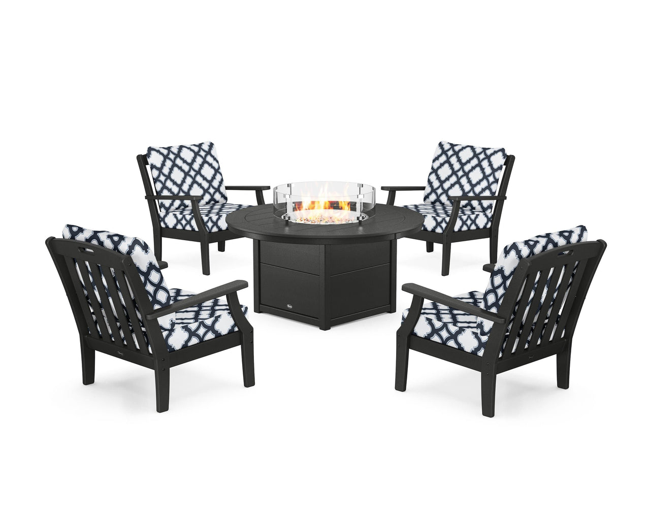 Trex Yacht Club 5-Piece Deep Seating Set with Round Fire Pit Table