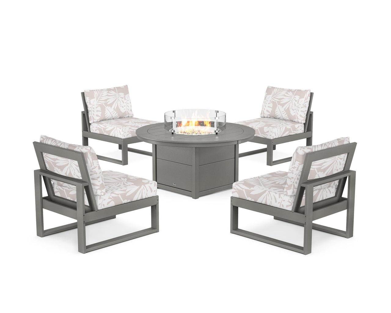Trex Eastport Modular 5-Piece Deep Seating Set with Round Fire Pit Table