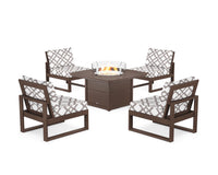 Thumbnail for Trex Eastport Modular 5-Piece Deep Seating Set with Yacht Club Fire Pit Table