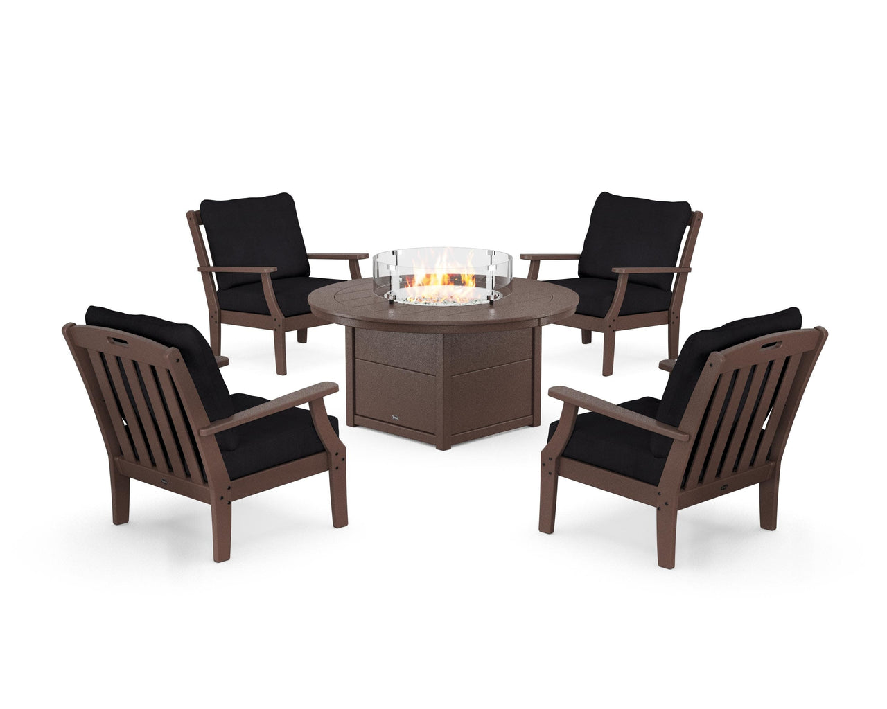 Trex Yacht Club 5-Piece Deep Seating Set with Round Fire Pit Table