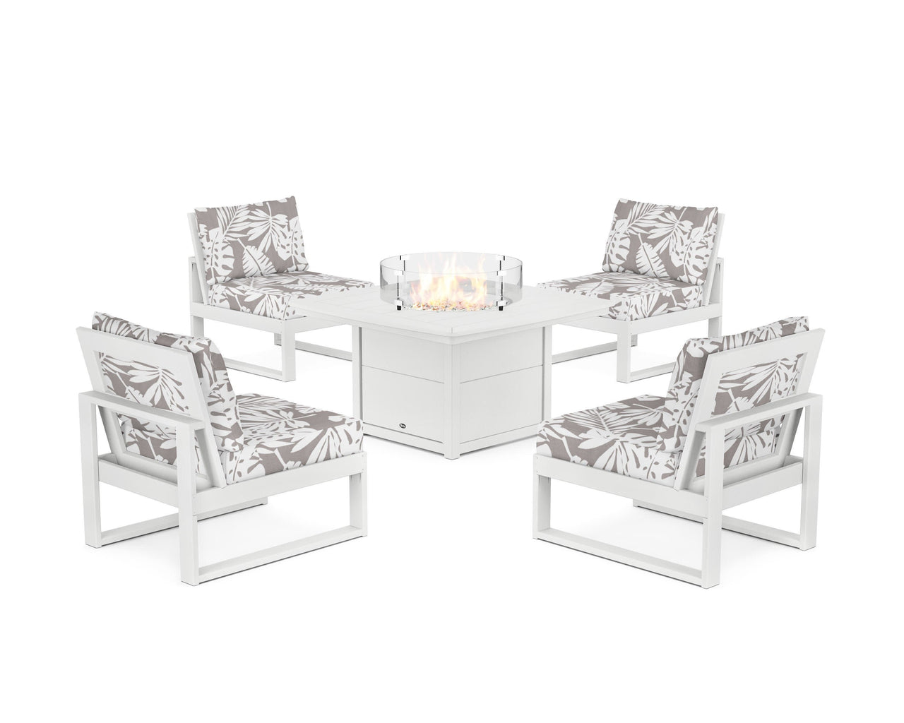 Trex Eastport Modular 5-Piece Deep Seating Set with Yacht Club Fire Pit Table