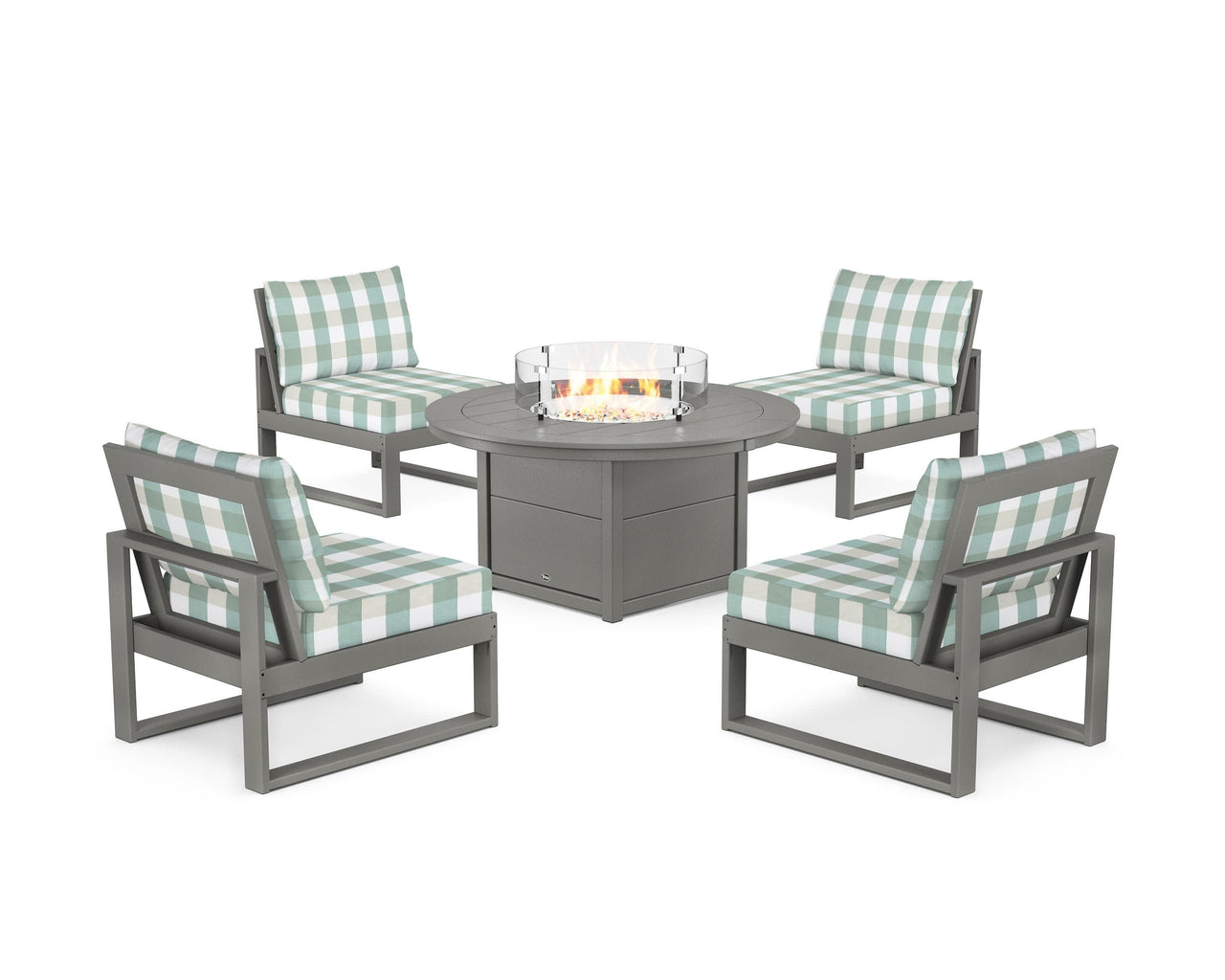 Trex Eastport Modular 5-Piece Deep Seating Set with Round Fire Pit Table