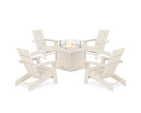 Thumbnail for Trex Eastport Modern Adirondack 5-Piece Set with Square Fire Pit Table - Sand Castle