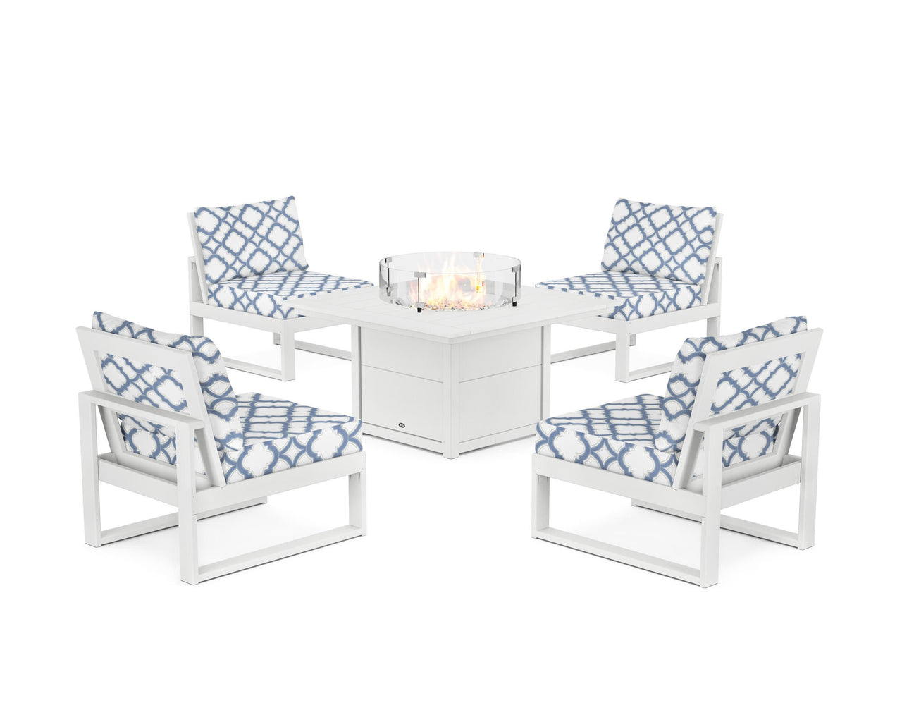 Trex Eastport Modular 5-Piece Deep Seating Set with Square Fire Pit Table