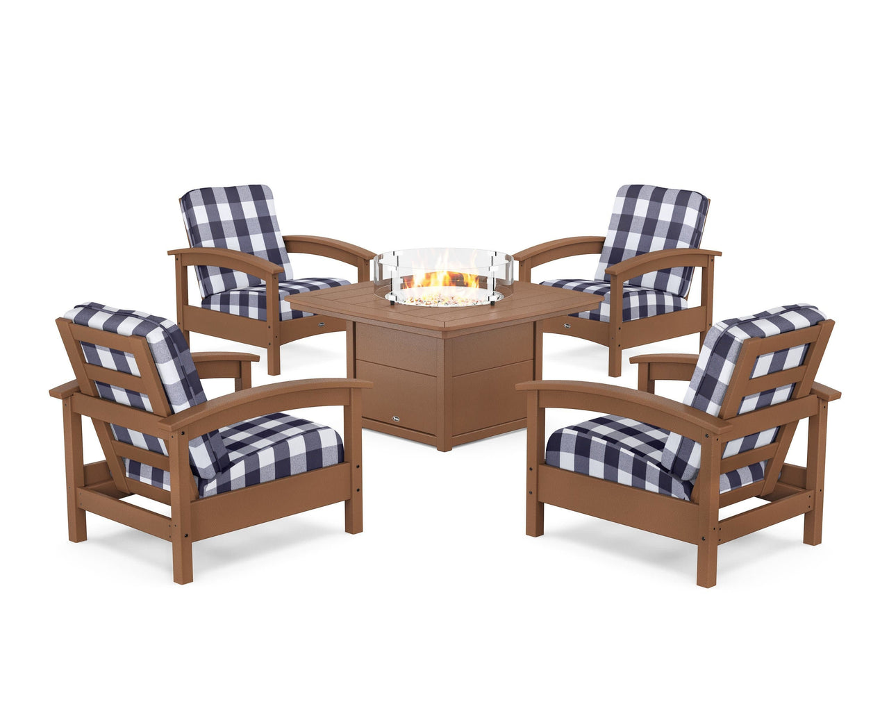 Trex Rockport 5-Piece Deep Seating Set with Yacht Club Fire Pit Table