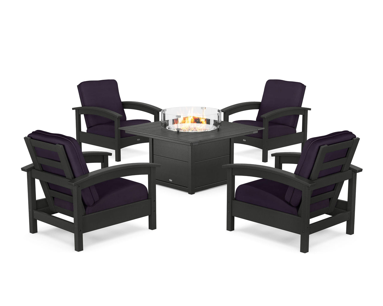 Trex Rockport 5-Piece Deep Seating Set with Square Fire Pit Table