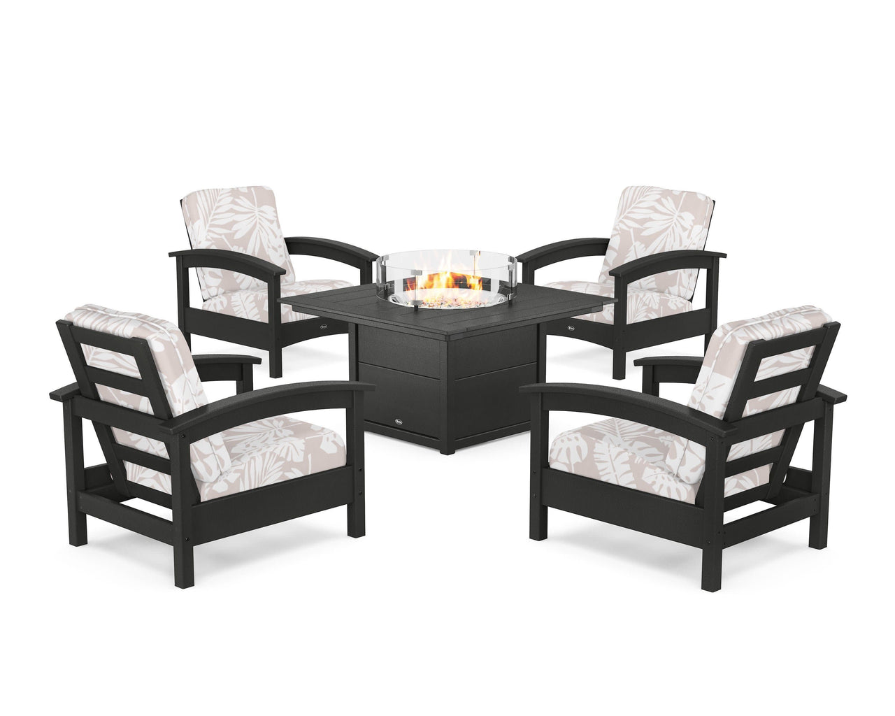 Trex Rockport 5-Piece Deep Seating Set with Square Fire Pit Table