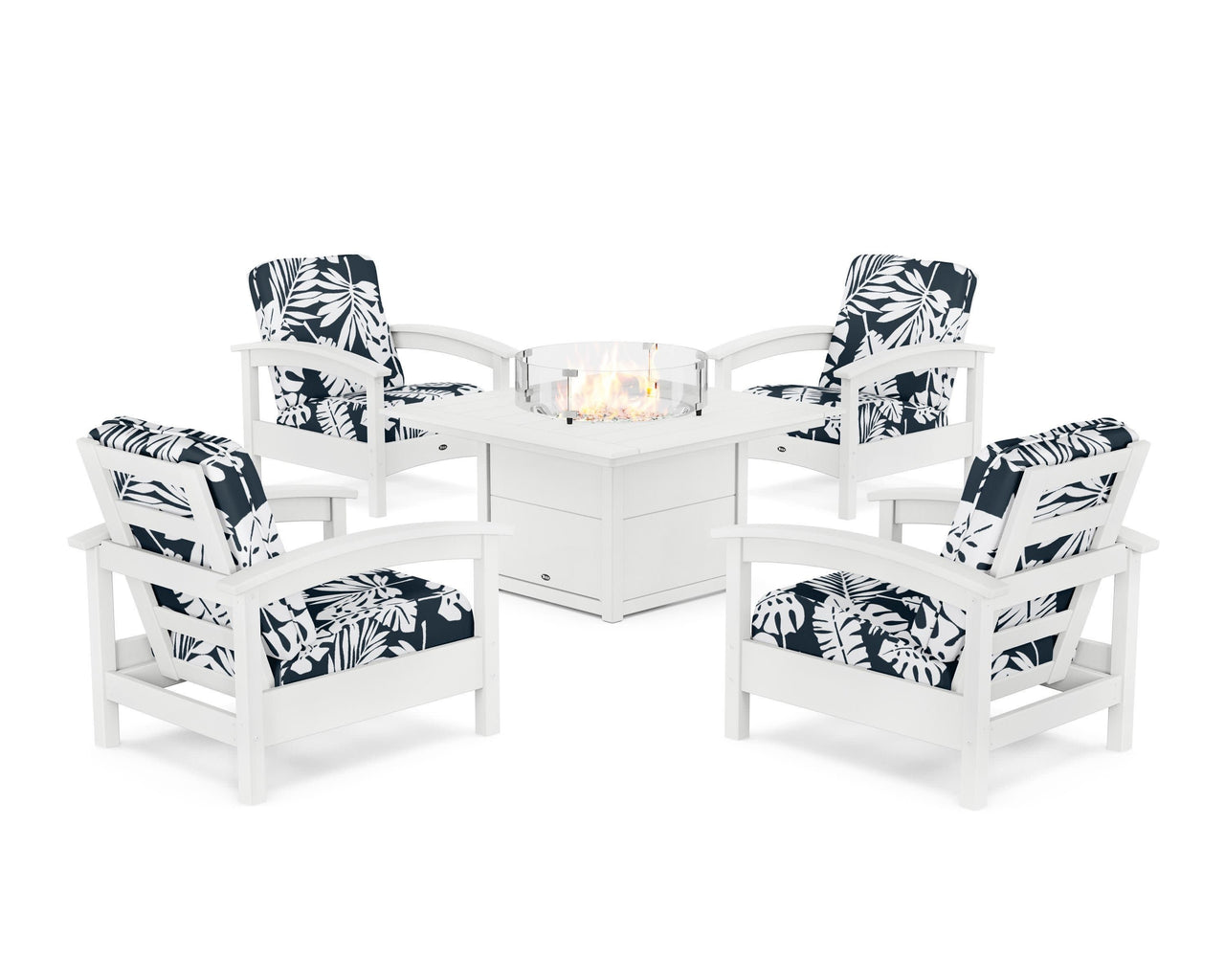 Trex Rockport 5-Piece Deep Seating Set with Square Fire Pit Table
