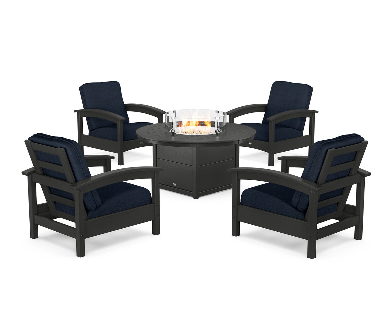 Trex Rockport 5-Piece Deep Seating Set with Round Fire Pit Table