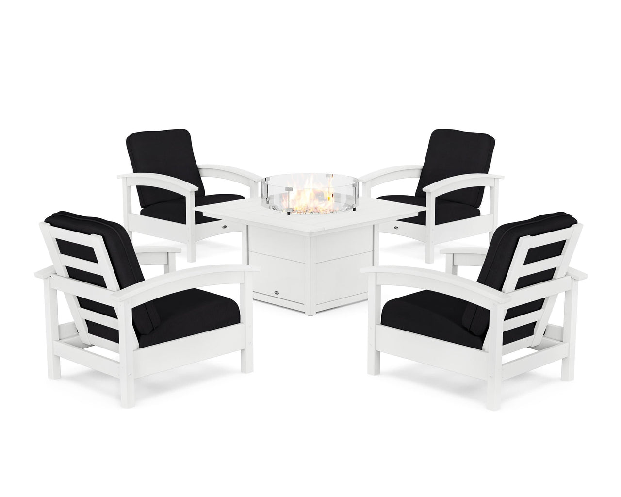Trex Rockport 5-Piece Deep Seating Set with Square Fire Pit Table