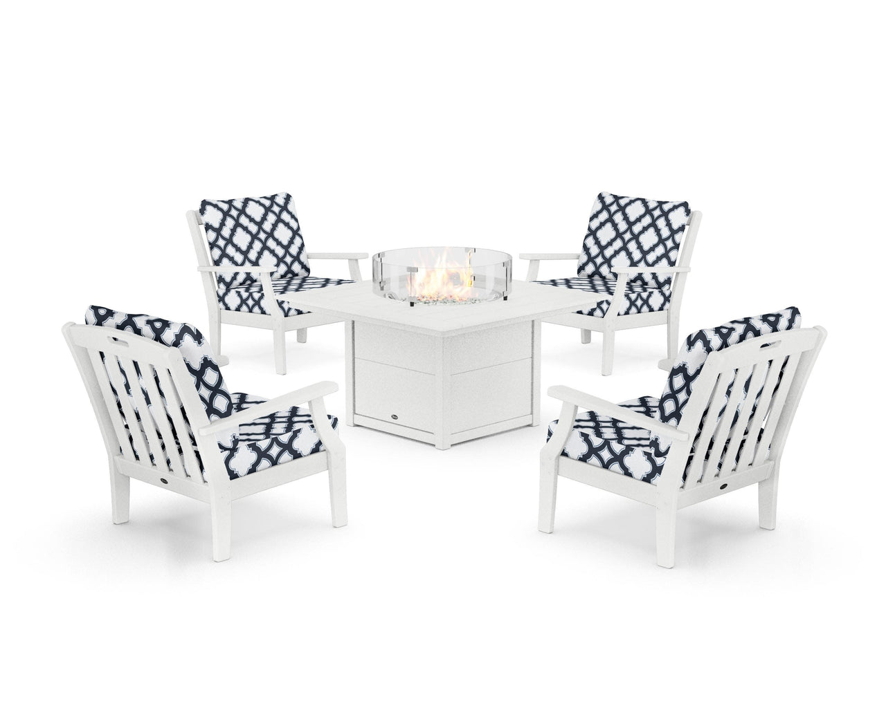 Trex Yacht Club 5-Piece Deep Seating Set with Square Fire Pit Table