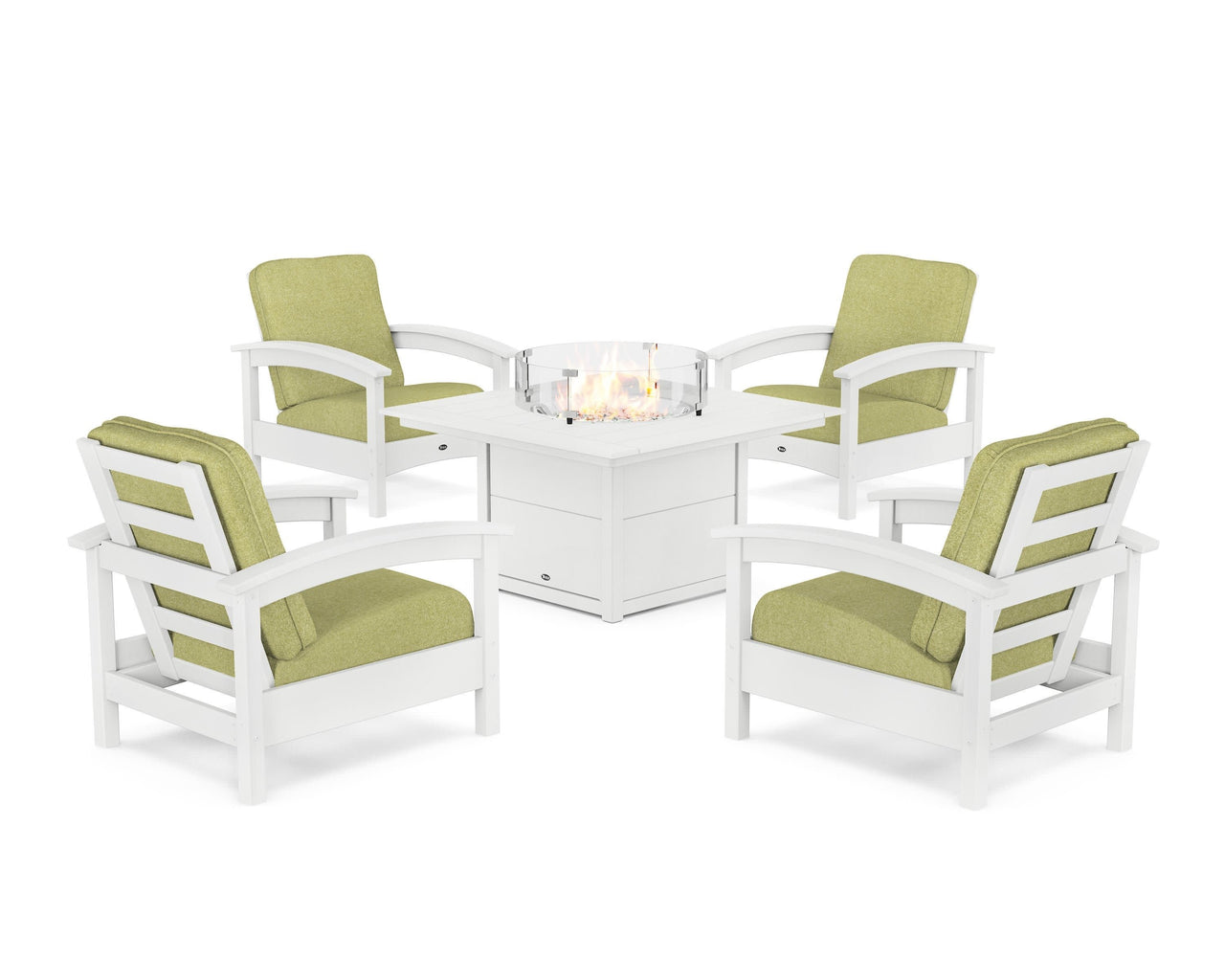 Trex Rockport 5-Piece Deep Seating Set with Square Fire Pit Table