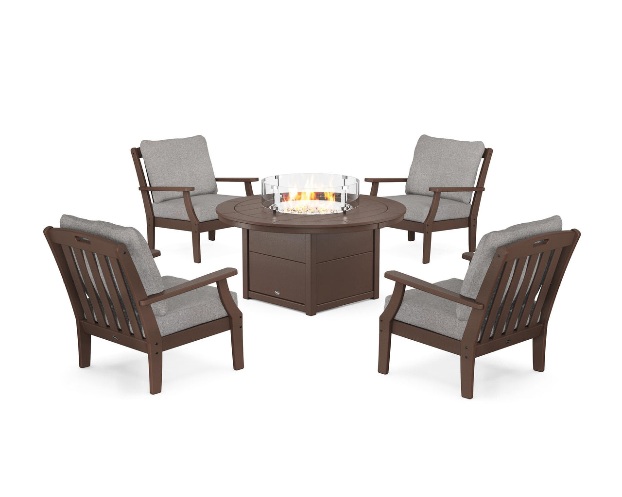 Trex Yacht Club 5-Piece Deep Seating Set with Round Fire Pit Table