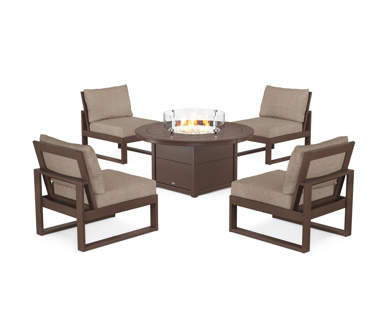Trex Eastport Modular 5-Piece Deep Seating Set with Round Fire Pit Table