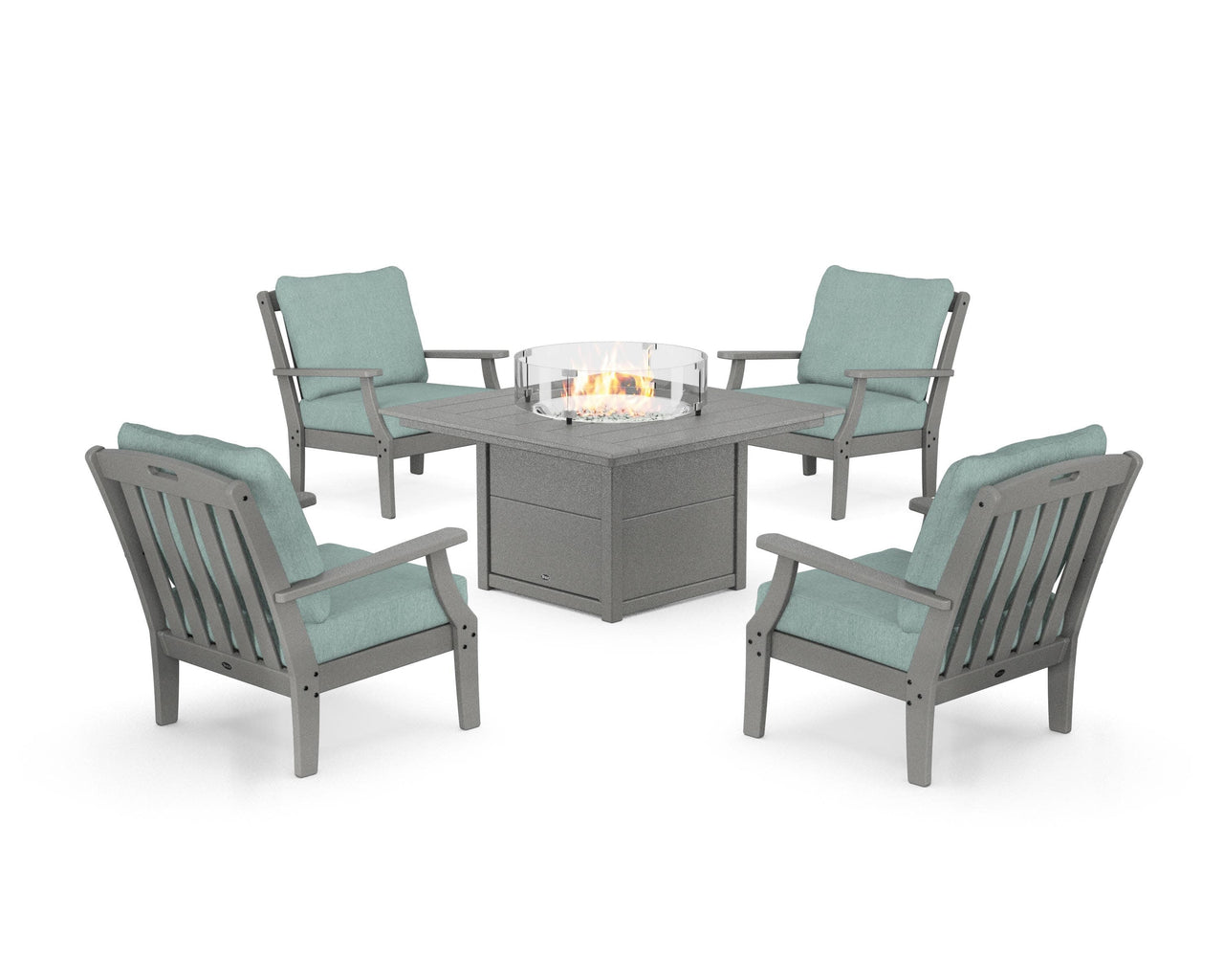 Trex Yacht Club 5-Piece Deep Seating Set with Square Fire Pit Table