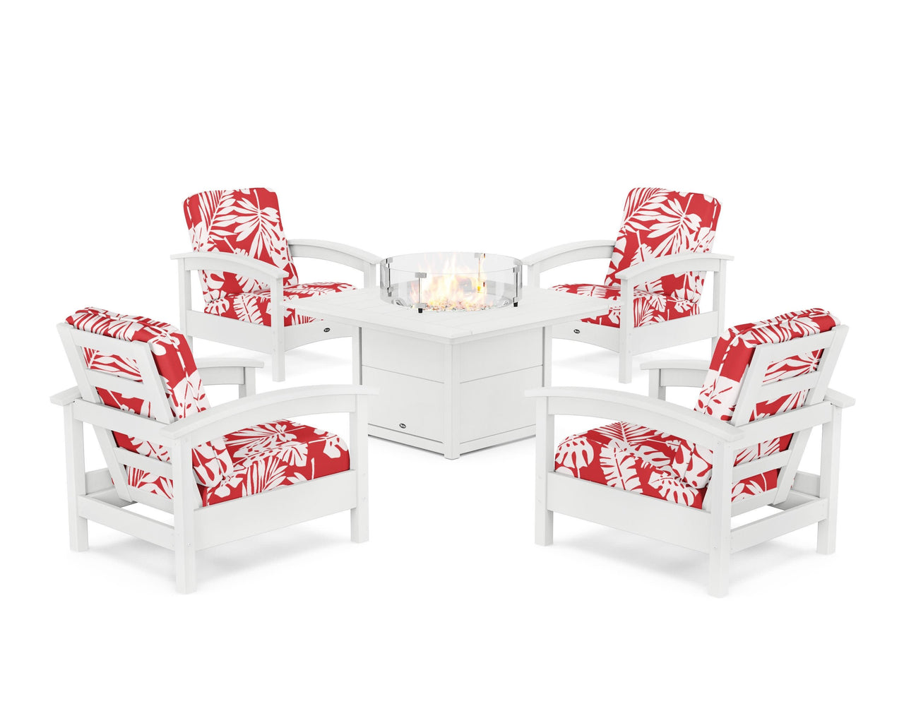 Trex Rockport 5-Piece Deep Seating Set with Square Fire Pit Table