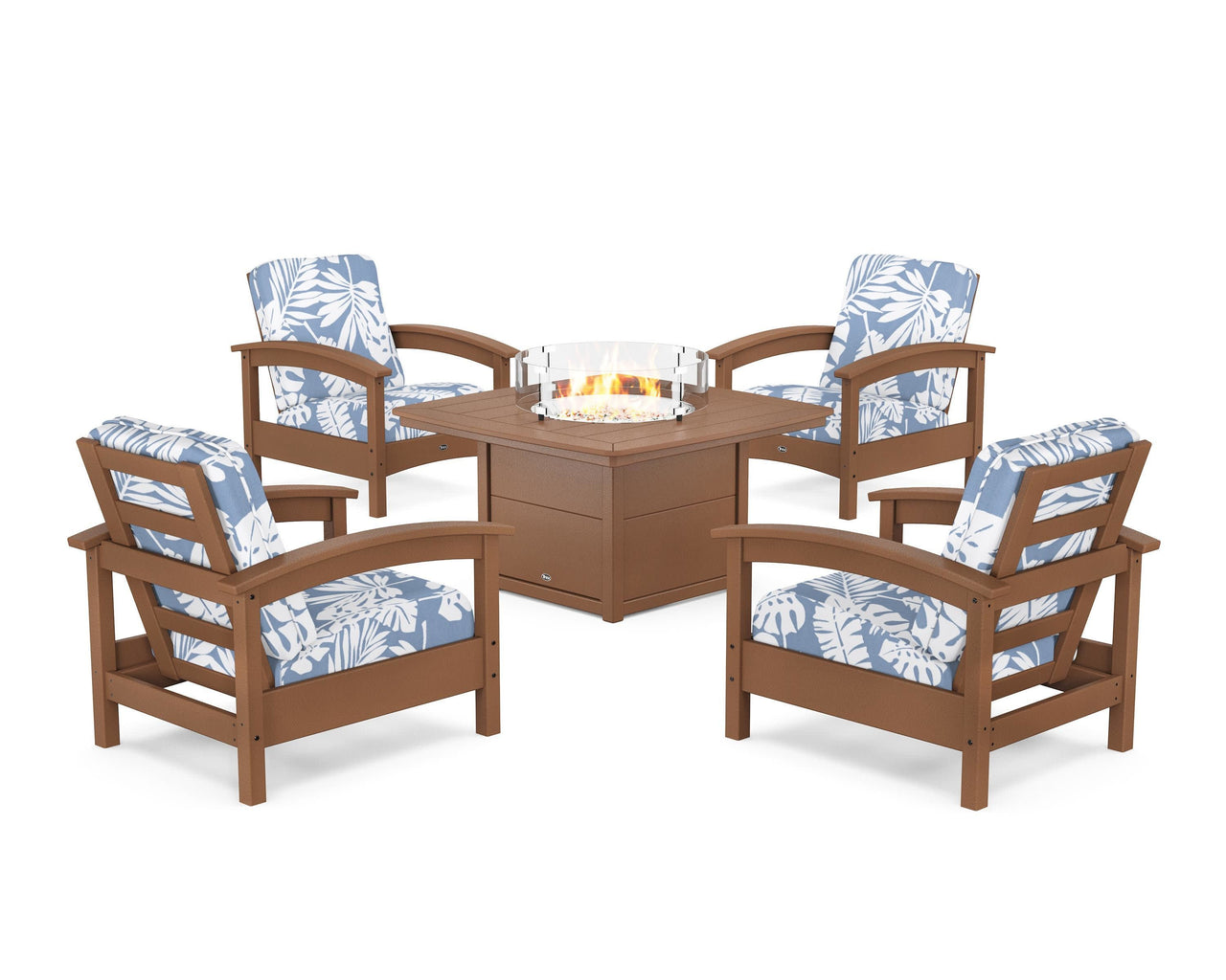 Trex Rockport 5-Piece Deep Seating Set with Yacht Club Fire Pit Table