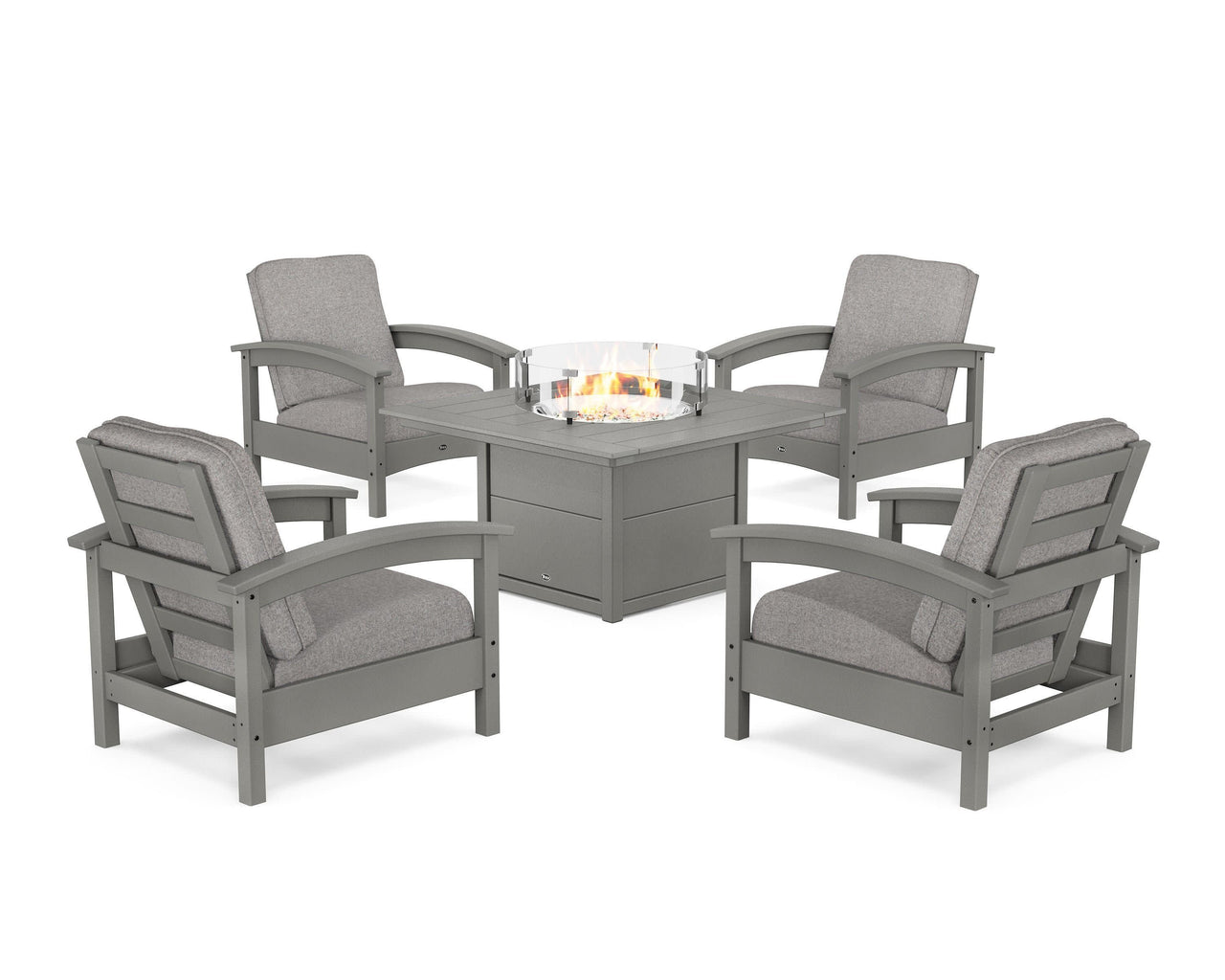 Trex Rockport 5-Piece Deep Seating Set with Square Fire Pit Table