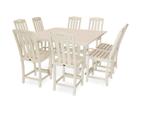Thumbnail for Trex Yacht Club 9-Piece Farmhouse Trestle Side Chair Counter Set - Sand Castle