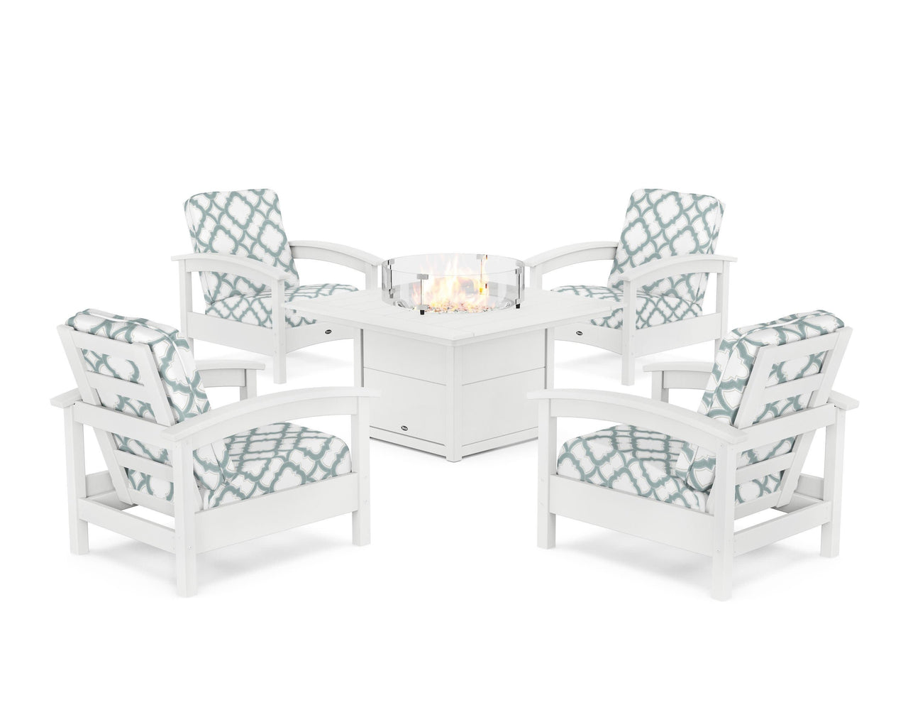 Trex Rockport 5-Piece Deep Seating Set with Square Fire Pit Table