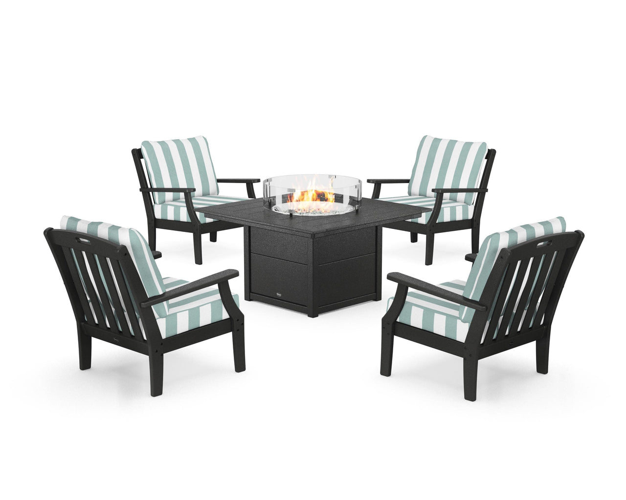 Trex Yacht Club 5-Piece Deep Seating Set with Square Fire Pit Table