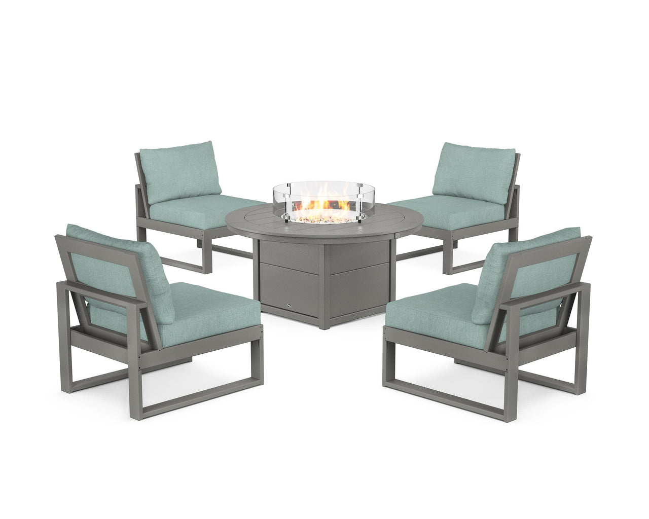 Trex Eastport Modular 5-Piece Deep Seating Set with Round Fire Pit Table