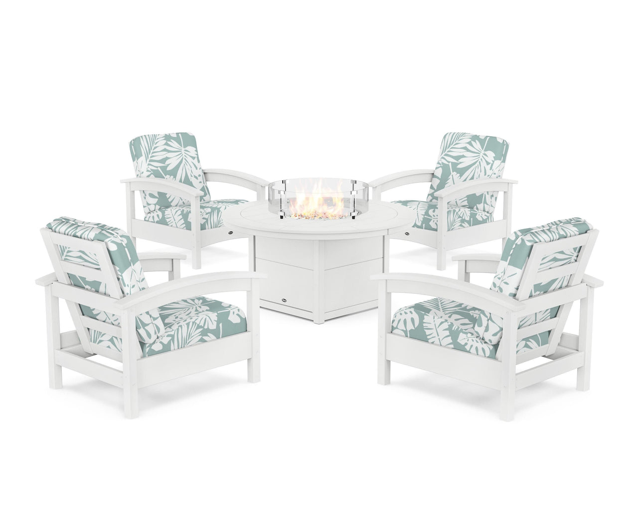 Trex Rockport 5-Piece Deep Seating Set with Round Fire Pit Table