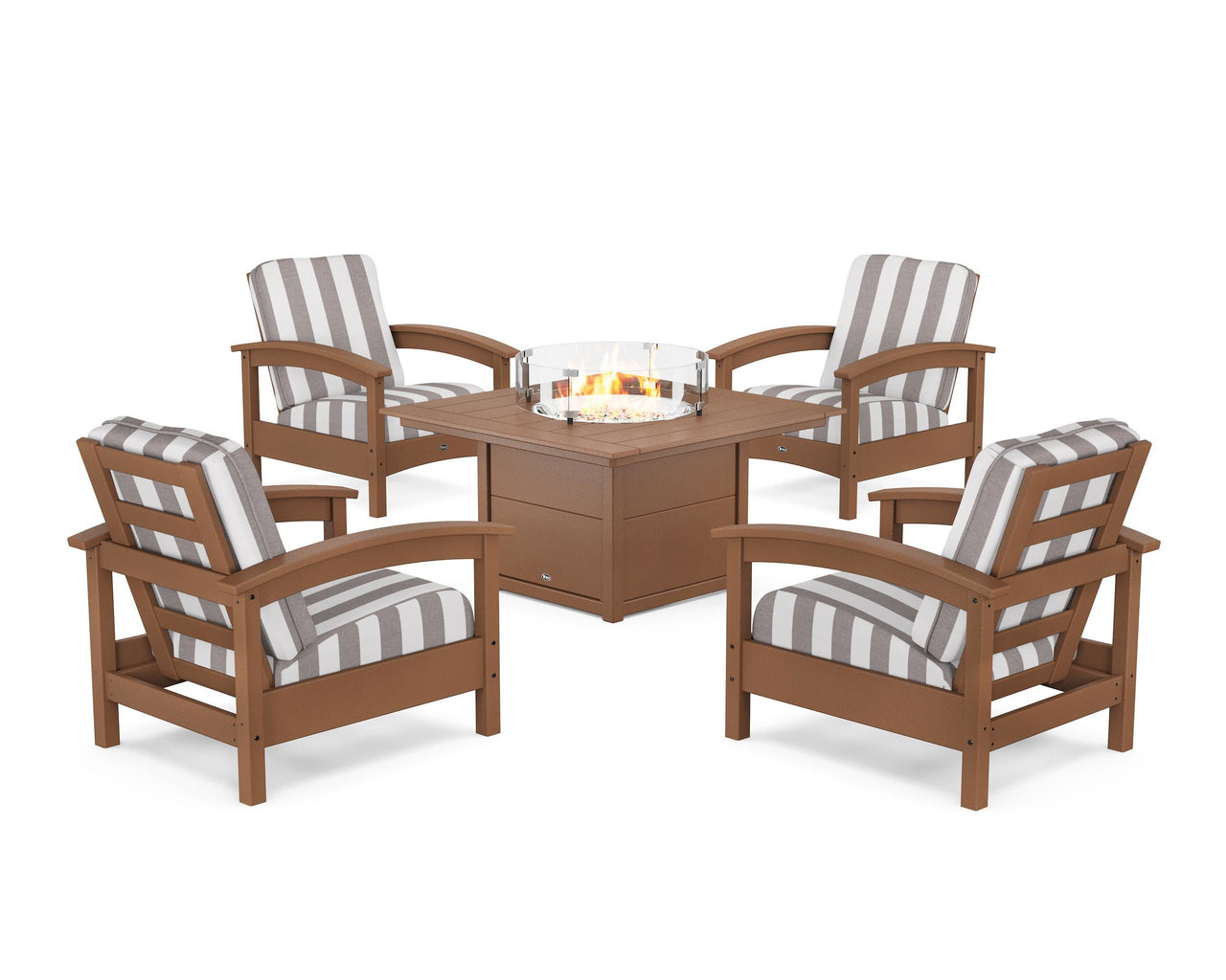 Trex Rockport 5-Piece Deep Seating Set with Square Fire Pit Table