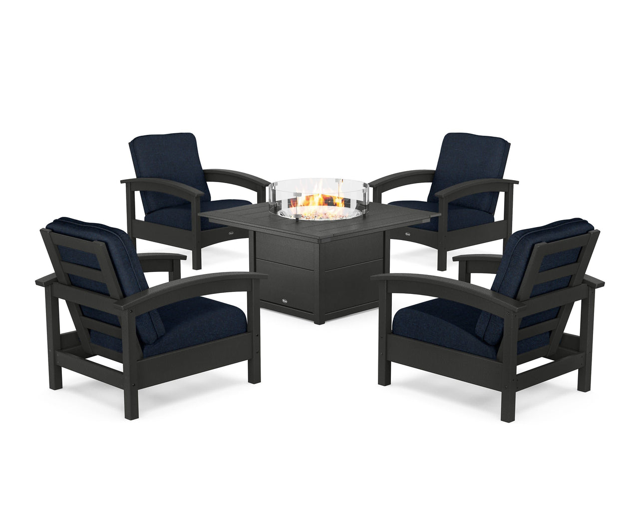 Trex Rockport 5-Piece Deep Seating Set with Square Fire Pit Table