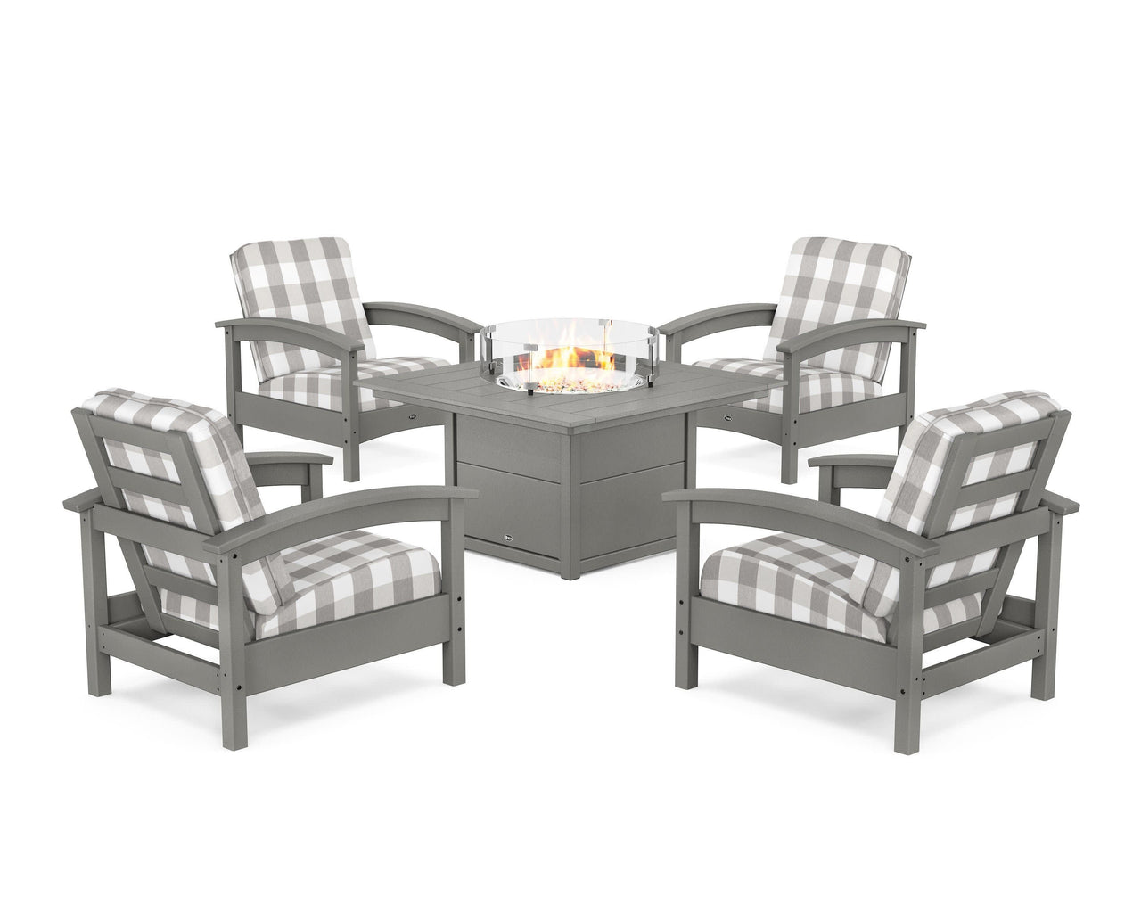 Trex Rockport 5-Piece Deep Seating Set with Square Fire Pit Table