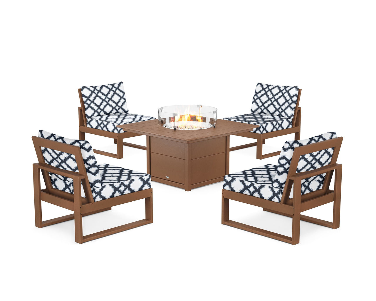 Trex Eastport Modular 5-Piece Deep Seating Set with Square Fire Pit Table