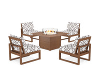 Thumbnail for Trex Eastport Modular 5-Piece Deep Seating Set with Square Fire Pit Table