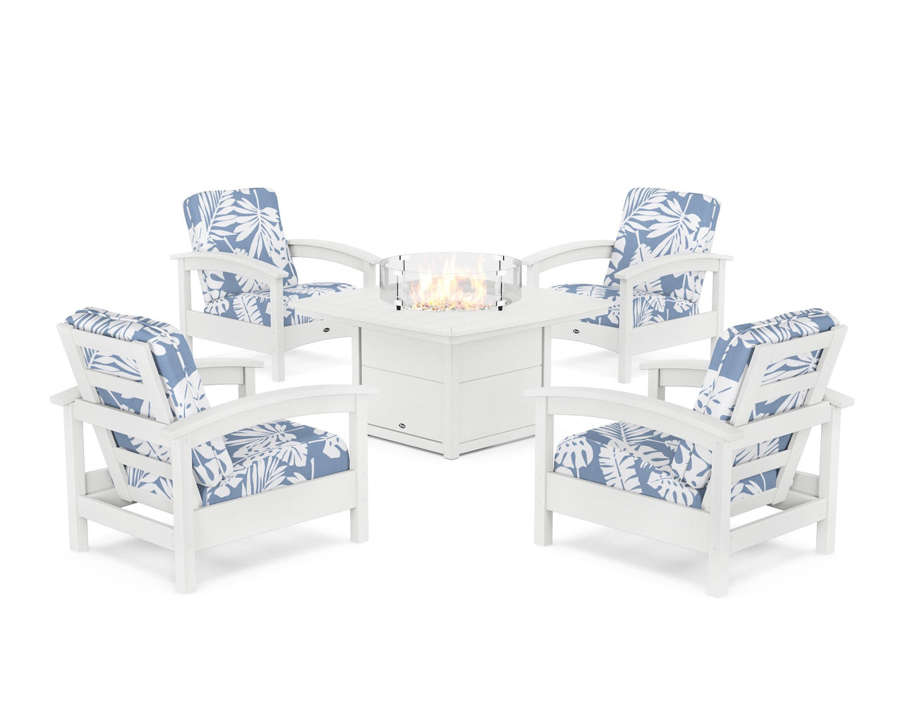 Trex Rockport 5-Piece Deep Seating Set with Yacht Club Fire Pit Table