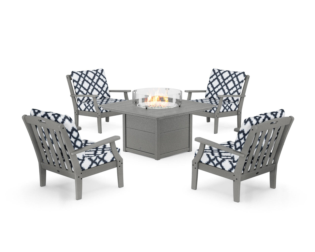 Trex Yacht Club 5-Piece Deep Seating Set with Square Fire Pit Table