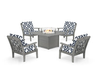 Thumbnail for Trex Yacht Club 5-Piece Deep Seating Set with Square Fire Pit Table