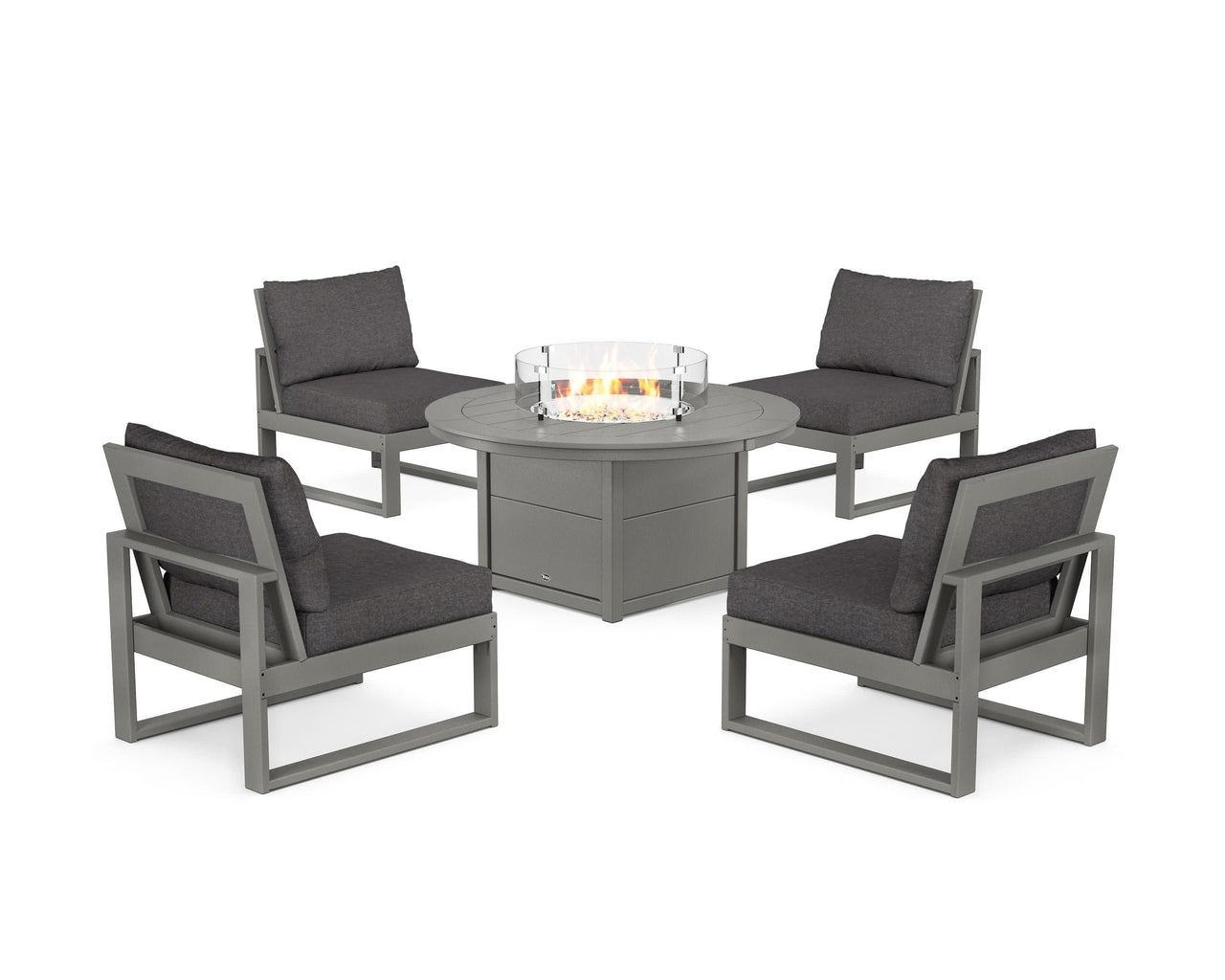 Trex Eastport Modular 5-Piece Deep Seating Set with Round Fire Pit Table