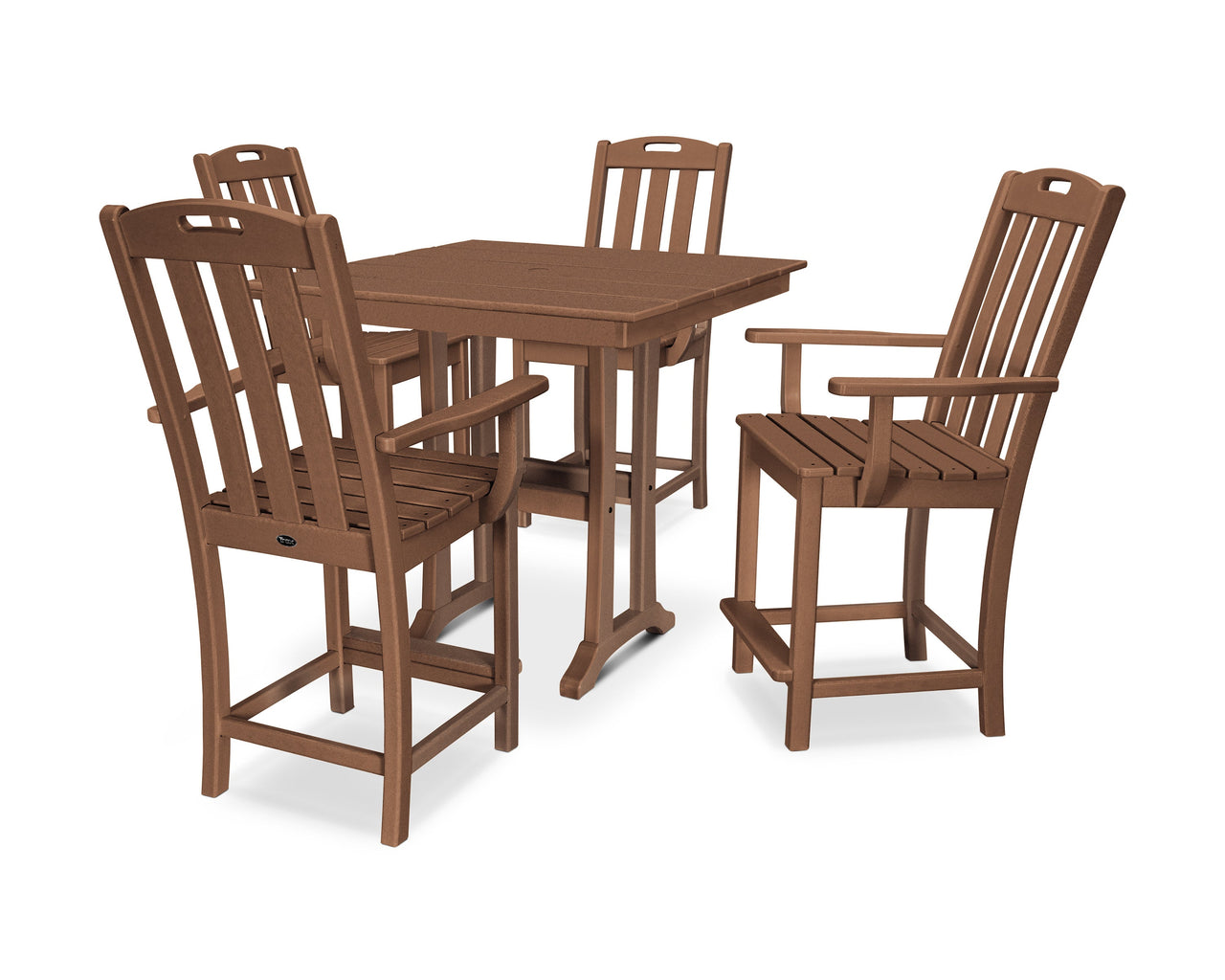 Trex Yacht Club 5-Piece Farmhouse Trestle Arm Chair Counter Set